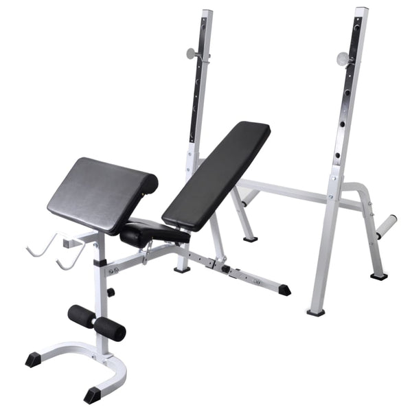 vidaXL Weight Bench with Rack, Barbell and Dumbbell Set 60.5 kg