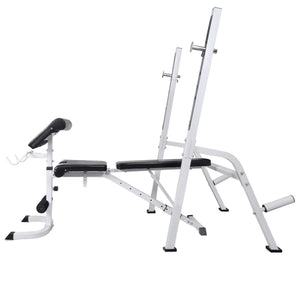 vidaXL Weight Bench with Rack, Barbell and Dumbbell Set 60.5 kg