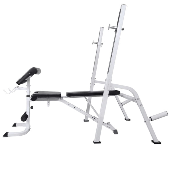 vidaXL Weight Bench with Rack, Barbell and Dumbbell Set 60.5 kg