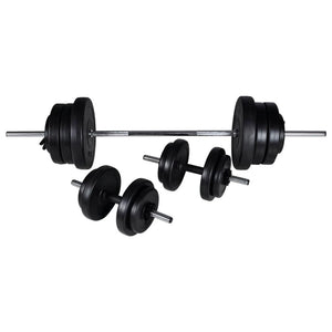 vidaXL Weight Bench with Rack, Barbell and Dumbbell Set 60.5 kg