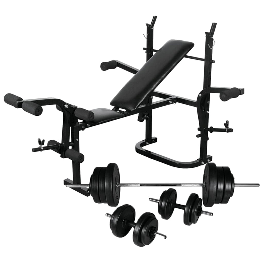 vidaXL Weight Bench with Storage, Barbell and Dumbbell Set 60.5 kg