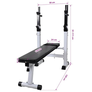 vidaXL Weight Bench with Rack, Barbell and Dumbbell Set 90 kg