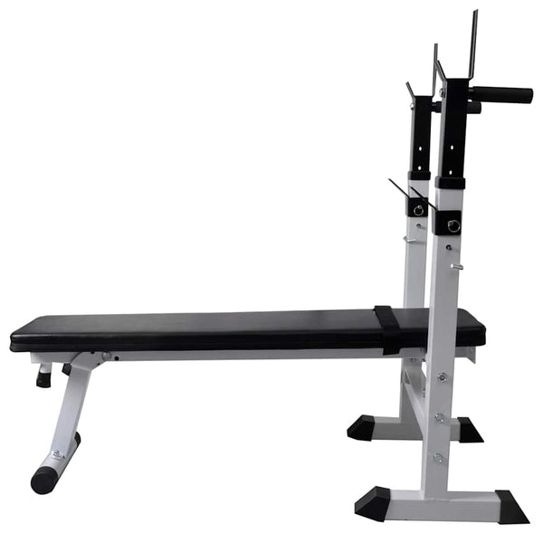vidaXL Weight Bench with Rack, Barbell and Dumbbell Set 90 kg
