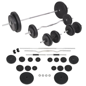 vidaXL Weight Bench with Rack, Barbell and Dumbbell Set 90 kg