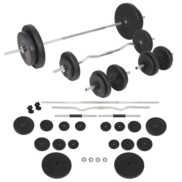 vidaXL Weight Bench with Rack, Barbell and Dumbbell Set 90 kg