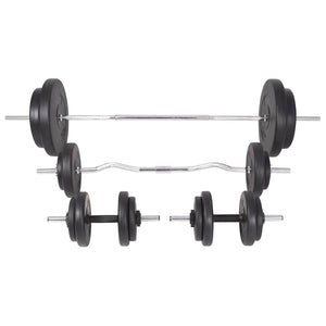 vidaXL Weight Bench with Rack, Barbell and Dumbbell Set 90 kg