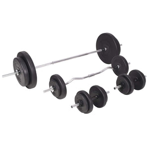 vidaXL Weight Bench with Rack, Barbell and Dumbbell Set 90 kg