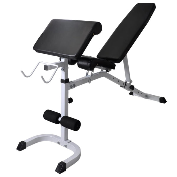 vidaXL Weight Bench with Rack, Barbell and Dumbbell Set 90 kg