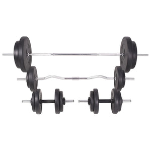 vidaXL Weight Bench with Rack, Barbell and Dumbbell Set 90 kg