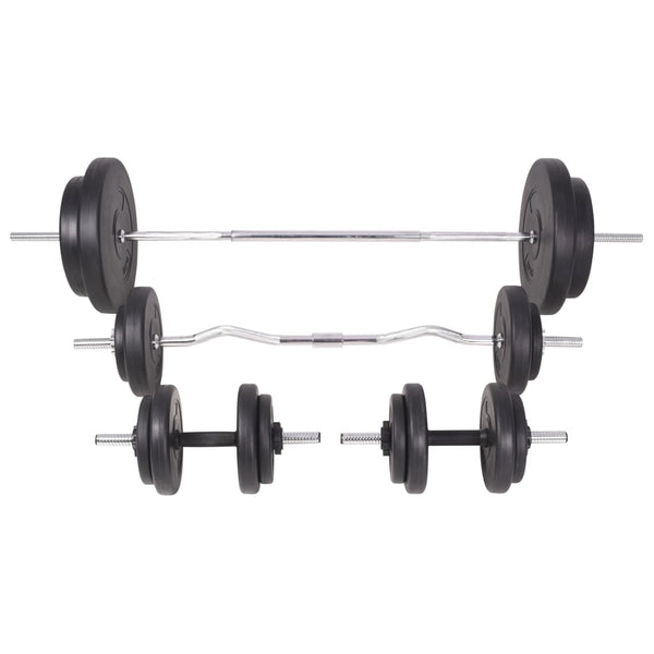 vidaXL Weight Bench with Rack, Barbell and Dumbbell Set 90 kg