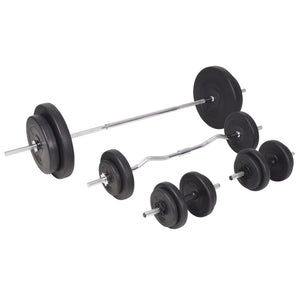 vidaXL Weight Bench with Rack, Barbell and Dumbbell Set 90 kg