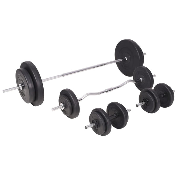 vidaXL Weight Bench with Rack, Barbell and Dumbbell Set 90 kg