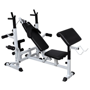 vidaXL Weight Bench with Rack, Barbell and Dumbbell Set 90 kg