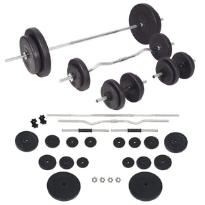 vidaXL Weight Bench with Rack, Barbell and Dumbbell Set 90 kg