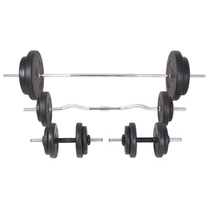 vidaXL Weight Bench with Rack, Barbell and Dumbbell Set 90 kg