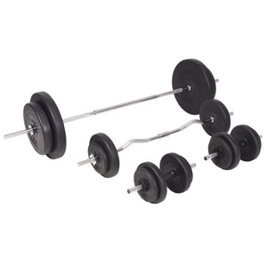 vidaXL Weight Bench with Rack, Barbell and Dumbbell Set 90 kg