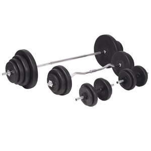 vidaXL Weight Bench with Rack, Barbell and Dumbbell Set 120 kg