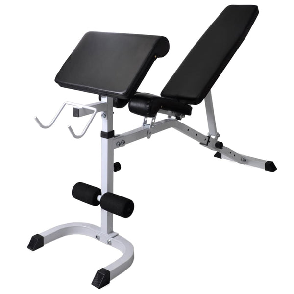 vidaXL Weight Bench with Rack, Barbell and Dumbbell Set 120 kg