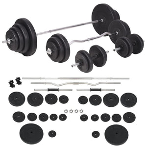 vidaXL Weight Bench with Rack, Barbell and Dumbbell Set 120 kg