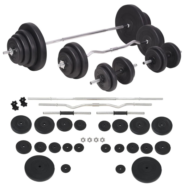 vidaXL Weight Bench with Rack, Barbell and Dumbbell Set 120 kg