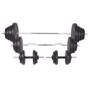 vidaXL Weight Bench with Rack, Barbell and Dumbbell Set 120 kg