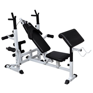 vidaXL Weight Bench with Rack, Barbell and Dumbbell Set 120 kg