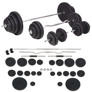 vidaXL Weight Bench with Rack, Barbell and Dumbbell Set 120 kg