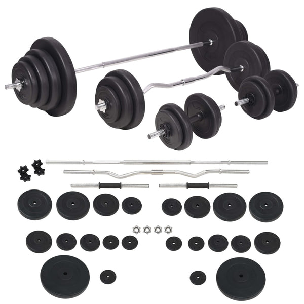 vidaXL Weight Bench with Rack, Barbell and Dumbbell Set 120 kg