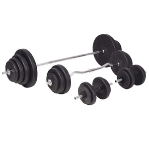 vidaXL Weight Bench with Rack, Barbell and Dumbbell Set 120 kg