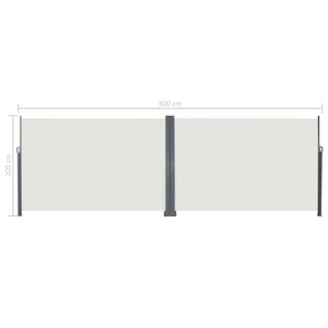 vidaXL Retractable Side Awning Cream 600 x 200 cm Metal