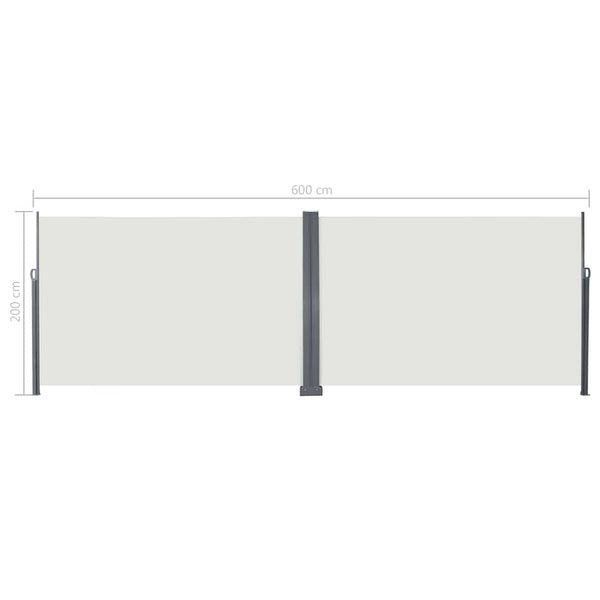 vidaXL Retractable Side Awning Cream 600 x 200 cm Metal