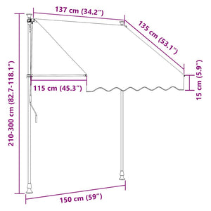 vidaXL Retractable Awning Manual 150 cm Cream