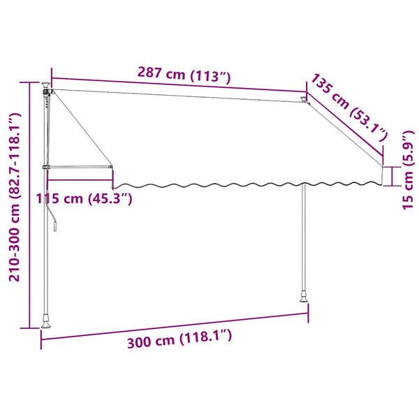 vidaXL Retractable Awning Manual 300 cm Cream