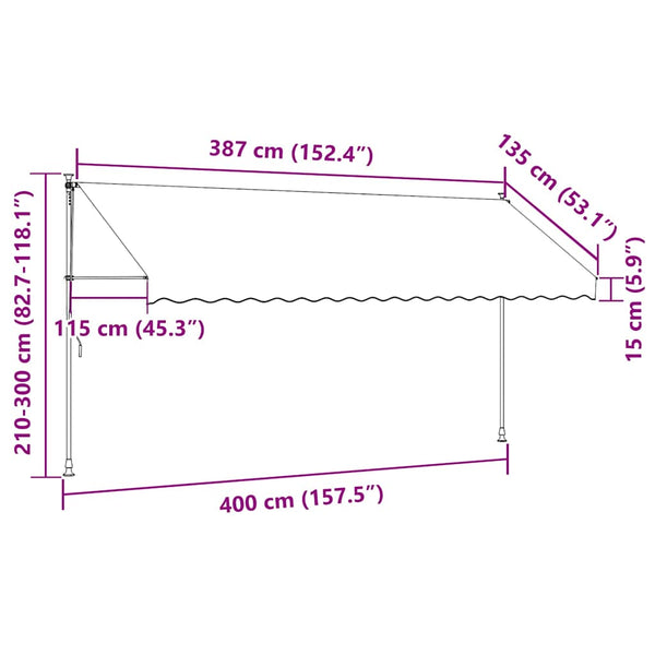 vidaXL Retractable Awning Manual 400 cm Cream
