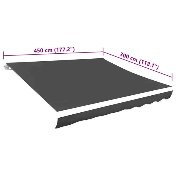 vidaXL Awning Fabric Canvas Anthracite 4.5x3 m
