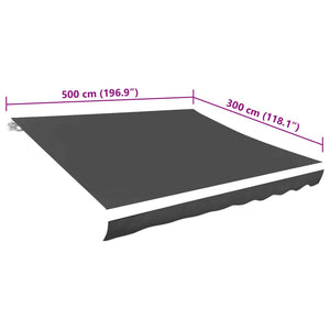 vidaXL Awning Fabric Canvas Anthracite 500x300 cm