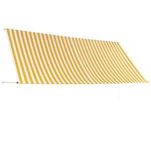 vidaXL Retractable Awning Yellow and White 350 x 150 cm