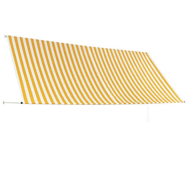 vidaXL Retractable Awning Yellow and White 350 x 150 cm