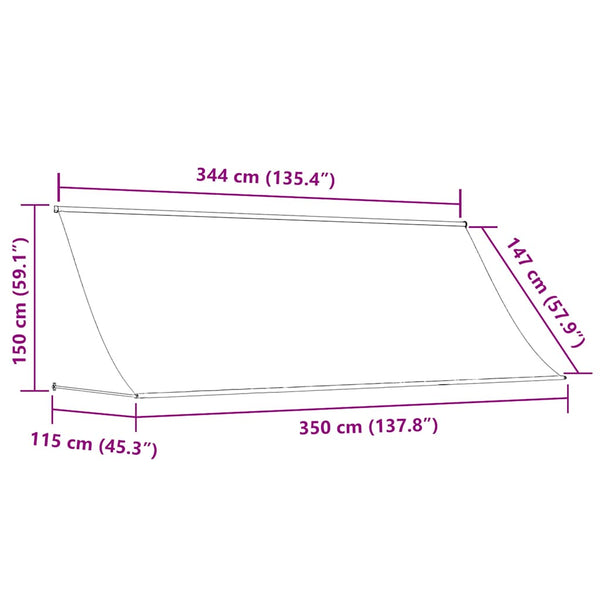 vidaXL Retractable Awning Yellow and White 350 x 150 cm
