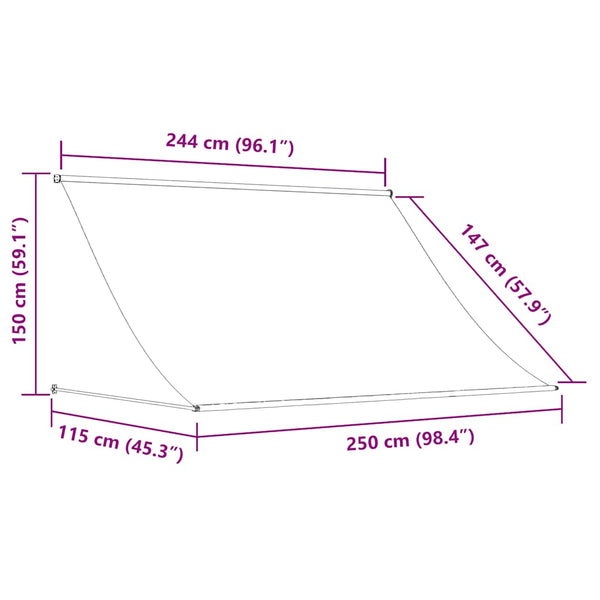 vidaXL Retractable Awning 250x150 cm Cream