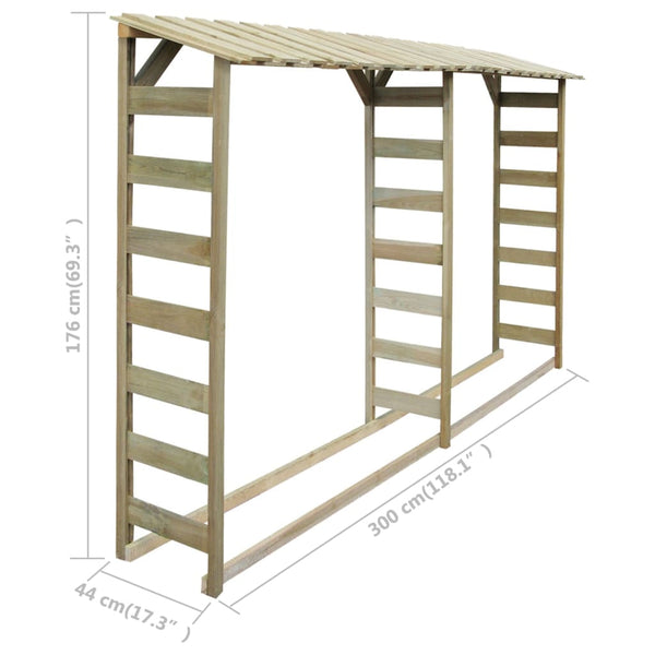 vidaXL Log Storage Shed 300x44x176 cm Impregnated Pinewood