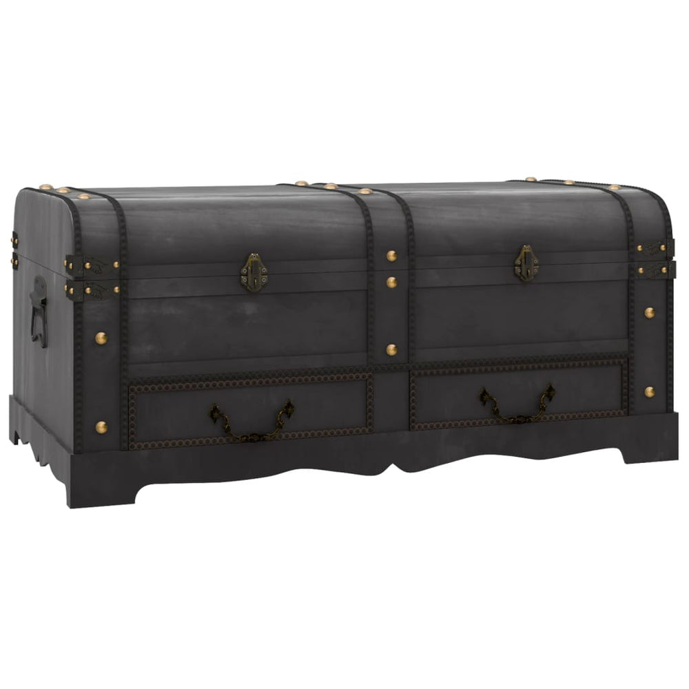 vidaXL Wooden Treasure Chest Black 90 x 51 x 42 cm