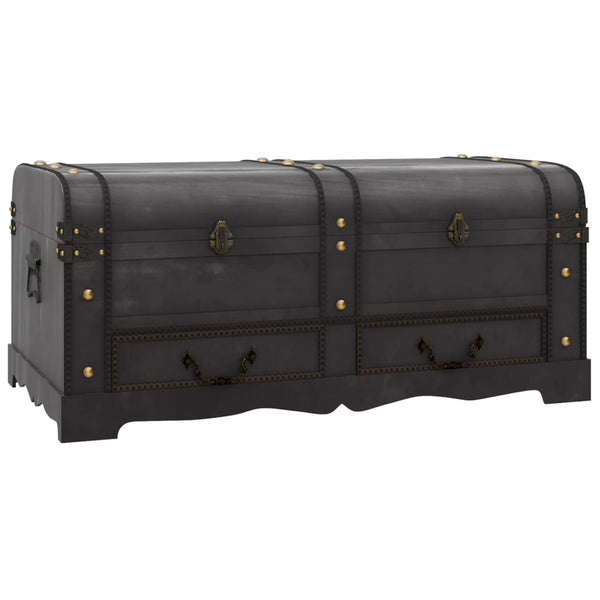 vidaXL Wooden Treasure Chest Black 90 x 51 x 42 cm