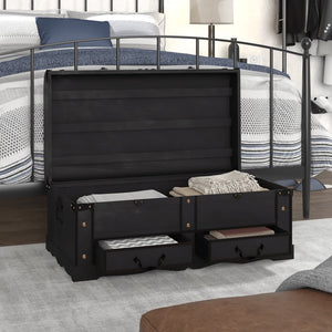 vidaXL Wooden Treasure Chest Black 90 x 51 x 42 cm