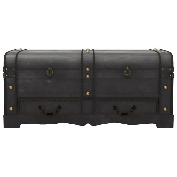 vidaXL Wooden Treasure Chest Black 90 x 51 x 42 cm