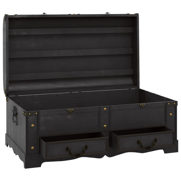 vidaXL Wooden Treasure Chest Black 90 x 51 x 42 cm