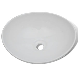 Keramik Waschbecken 40 x 33 cm Oval Weiß