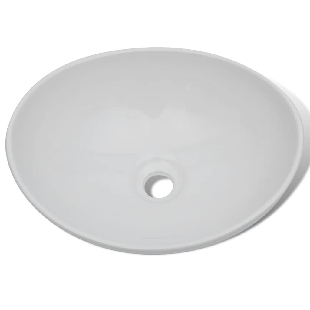 Keramik Waschbecken 40 x 33 cm Oval Weiß