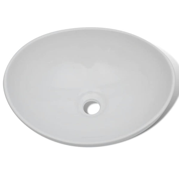 Keramik Waschbecken 40 x 33 cm Oval Weiß