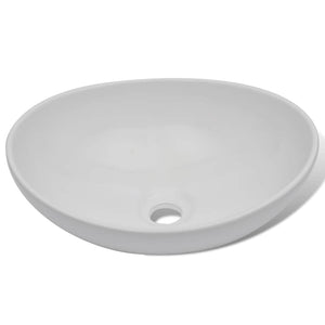 Keramik Waschbecken 40 x 33 cm Oval Weiß